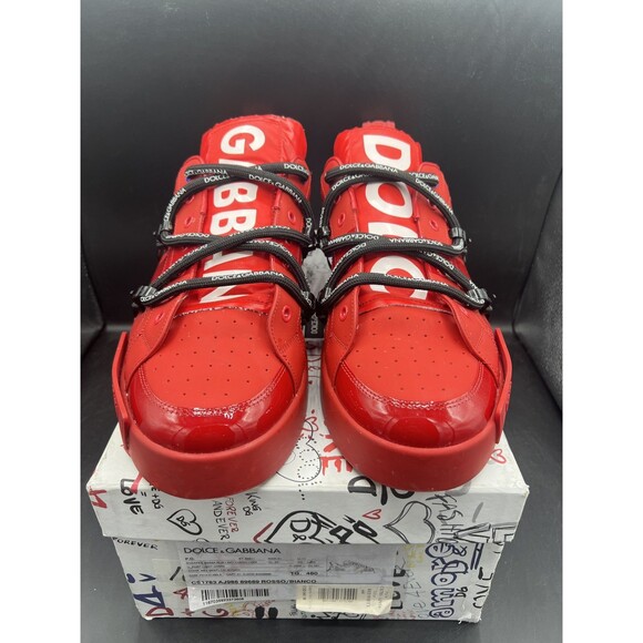 Dolce & Gabbana Portofino Calfskin Leather Red Sneakers EUR 45 / US 12 W/BOX main image 10